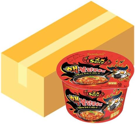 Samyang Korean Spicy Hot Chicken Flavor Ramen 2x Spicy Big Bowl 16 x 105 Grams