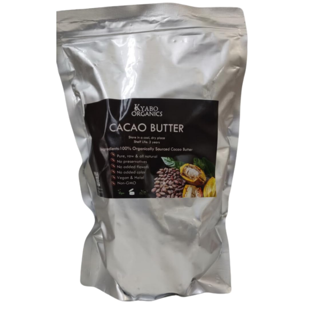 Raw Cocoa Butter, Natural & Unrefined, Utilized for Stretch Marks, Lip Balms, Body Butter, Non-Deodorized- 100% Pure, Fresh, from Organic Farm (5 lb)