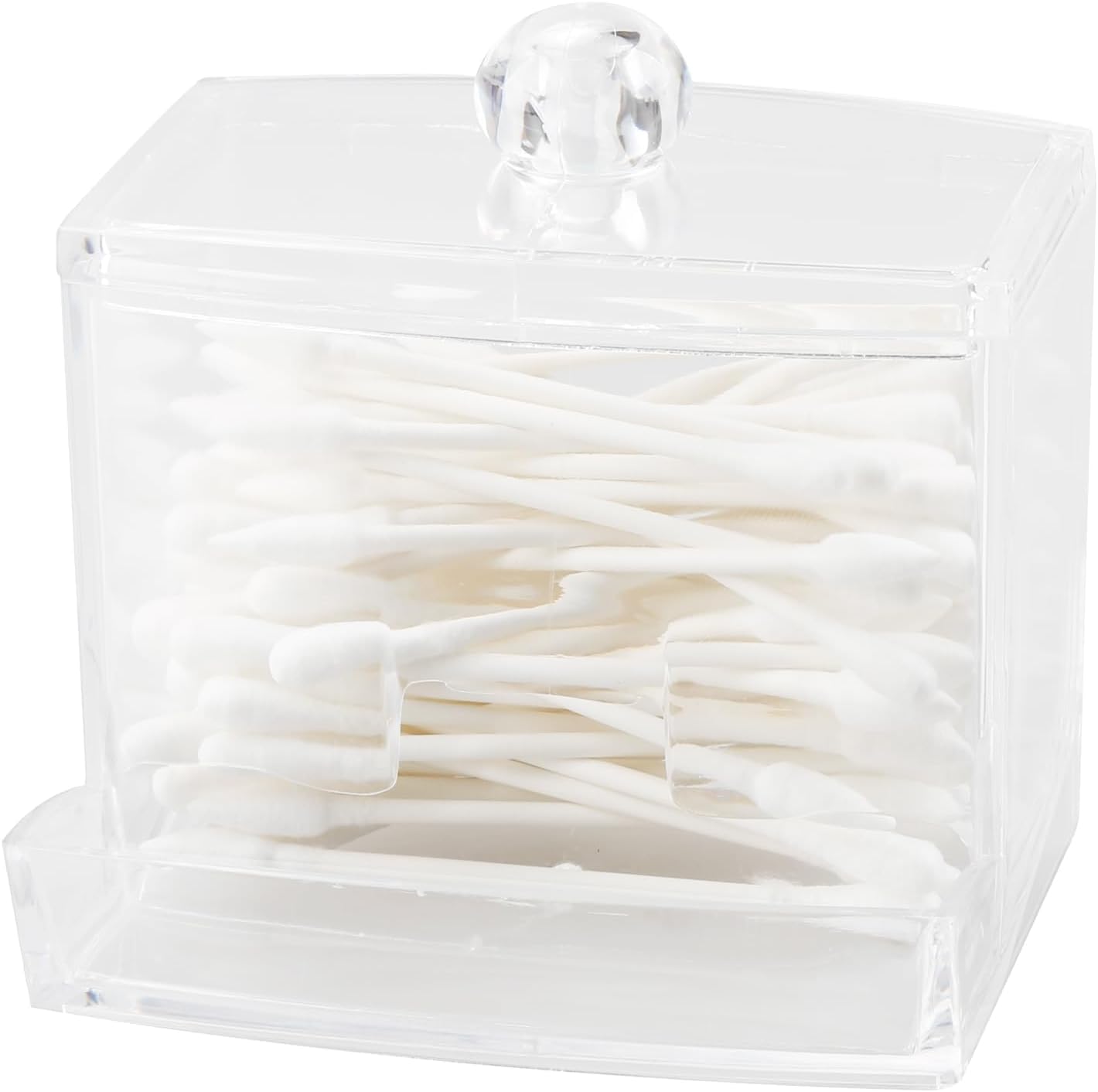Transparent Acrylic Organizer: A Chic Solution for Your Cotton Swabs and Balls, Clear Cotton Bud Holder, Cotton Swab Dispenser, Cotton Ball Swab Holder Cotton Bud Storage Box