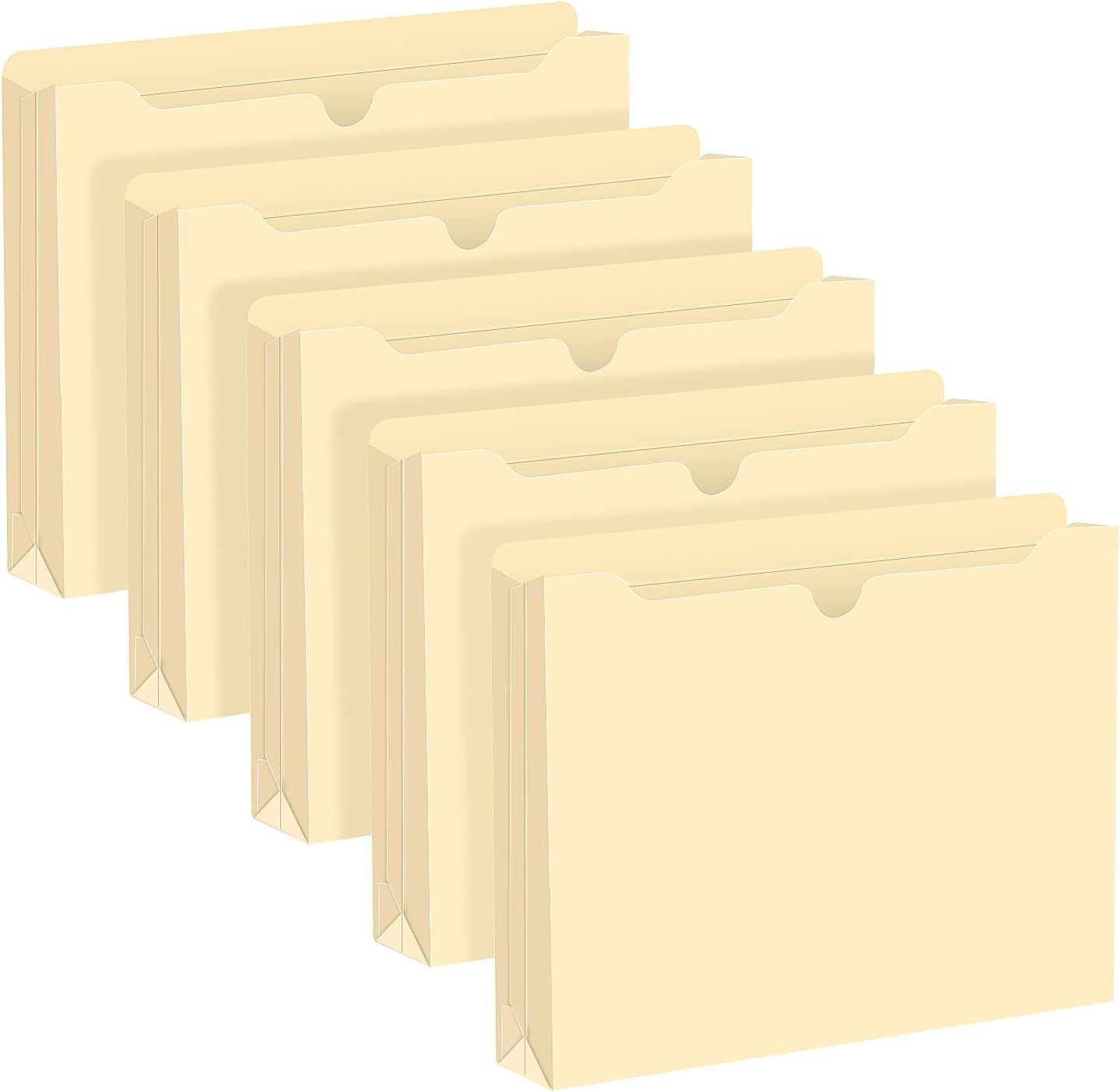 File Folders Jacket, HERKKA 60 Pack Letter-Size Manila File Folders, Expandable up to 2 Inches for Extra Storage, Reinforced Straight -Cut Tab, Ideal for Office, School, and Home Use