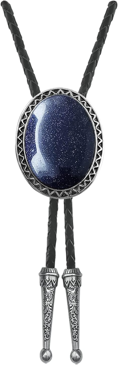 Stone Bolo Tie Native Western Cowboy Hand-woven Leather Bola Tie Necktie for Men Women