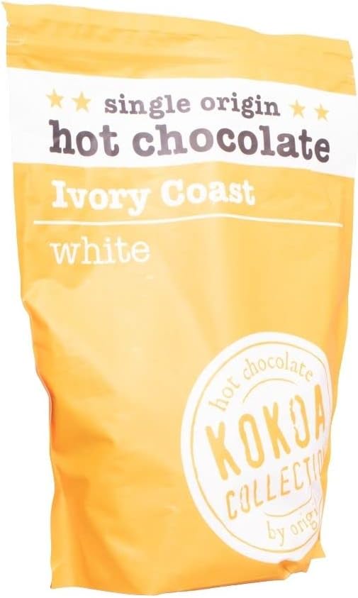 Kokoa Collection | Ivory Coast White Hot Drinking Chocolate Buttons | Award Winning White Tablets | Academy of Chocolate Silver Award 2019 | GM & Gluten Free