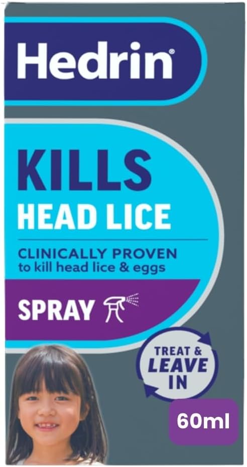 Hedrin Treat & Go Leave-In Spray, Fast, No Fuss Lice & Nit Treatment, Kills Head Lice & Eggs, Clinically Tested, Suitable for Adults & Children, 1 x 60ml (2 x 30ml Treatments)