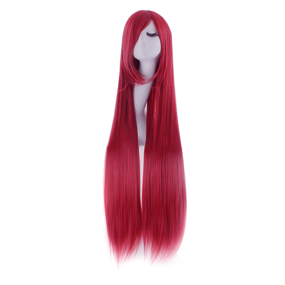 MapofBeauty 40" 100cm Dark Red Long Straight Cosplay Costume Wig Fashion Party Wig