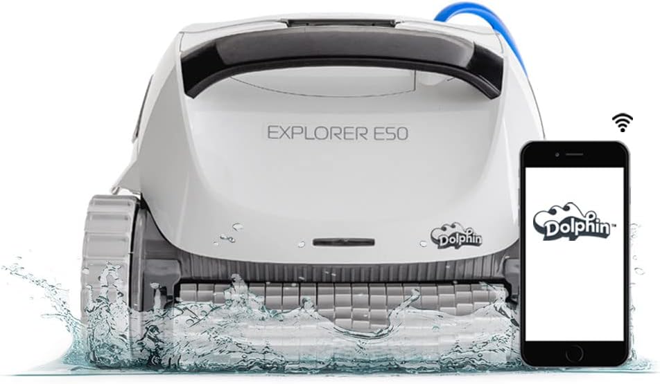 Dolphin (2025 Model) Explorer E50 Wi-Fi Automatic Robotic Pool Vacuum Cleaner, Waterline Scrubber Brush, Ideal for All Pool Up to 50 Feet in Length