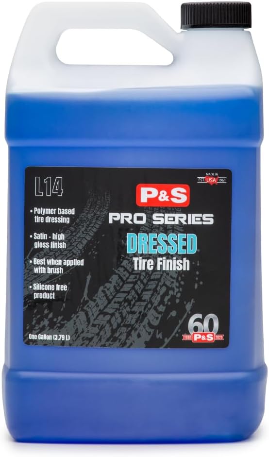 P & S Professional Detail Products Dressed Tire Finish - Water-Based, High-Gloss Tire Dressing for a Clean, Satin Shine - 1 Gallon