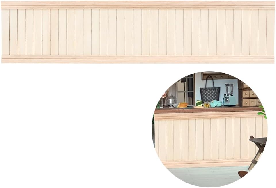 Miniature Dollhouse Accessories, Wainscot Interior Paneling Doll House Wooden Wainscoting Wooden Dollhouse Trims for Miniature Houses Small Buildings 6.7x3.3inch
