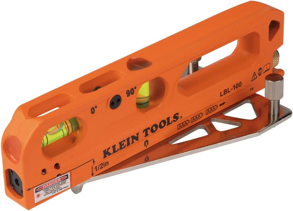 Klein Tools LBL100 Laser Level with Level Bubble Vials, Magnetic, 3-Vial with Leveling Base, Laser Line and Laser Spot