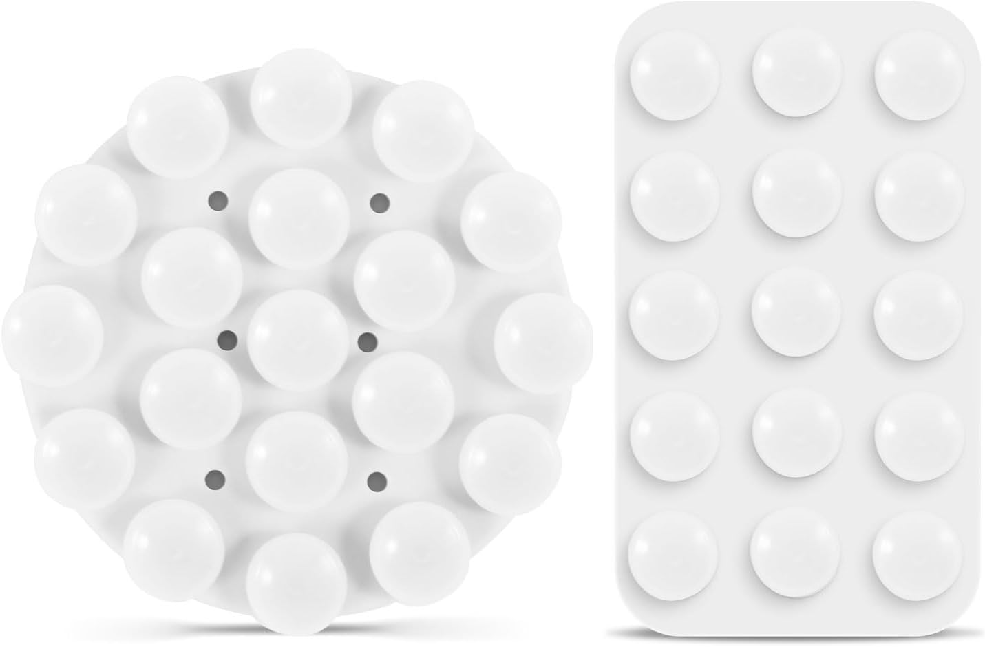 2pcs Double Sided Suction Cup Phone Mount, 2 Shapes Multi-Purpose Silicone Phone Suction Holder Self-Adhesive Sticky Suction Phone Case for Mobile Devices (White)