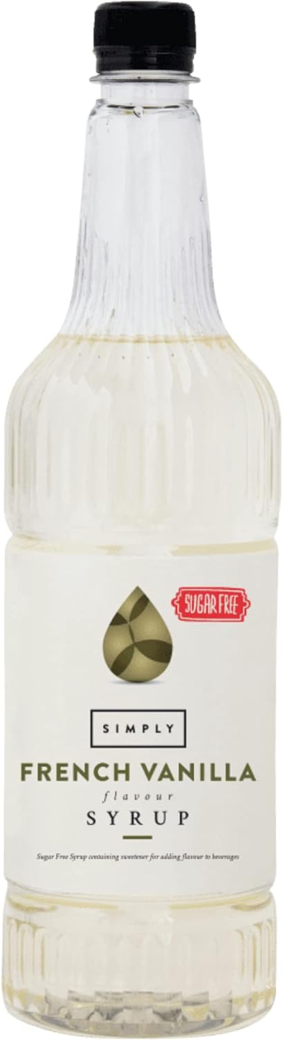 Simply Sugar Free French Vanilla Syrup, Low Calorie, Vegan & Nut Free Flavoured Syrup for Coffee, Cocktails & Baking (1 Litre)