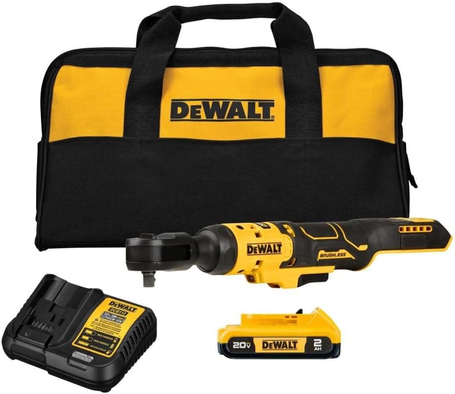 DEWALT 20V MAX Ratchet Set, 3/8 inch, 70 lbs of Torque, Battery and Storage Bag Included (DCF513D1)