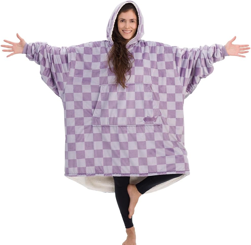 THE COMFY Original | Sherpa Lined Microfiber Fleece Wearable Blanket, Oversized Design with Hood and Pocket from Shark Tank