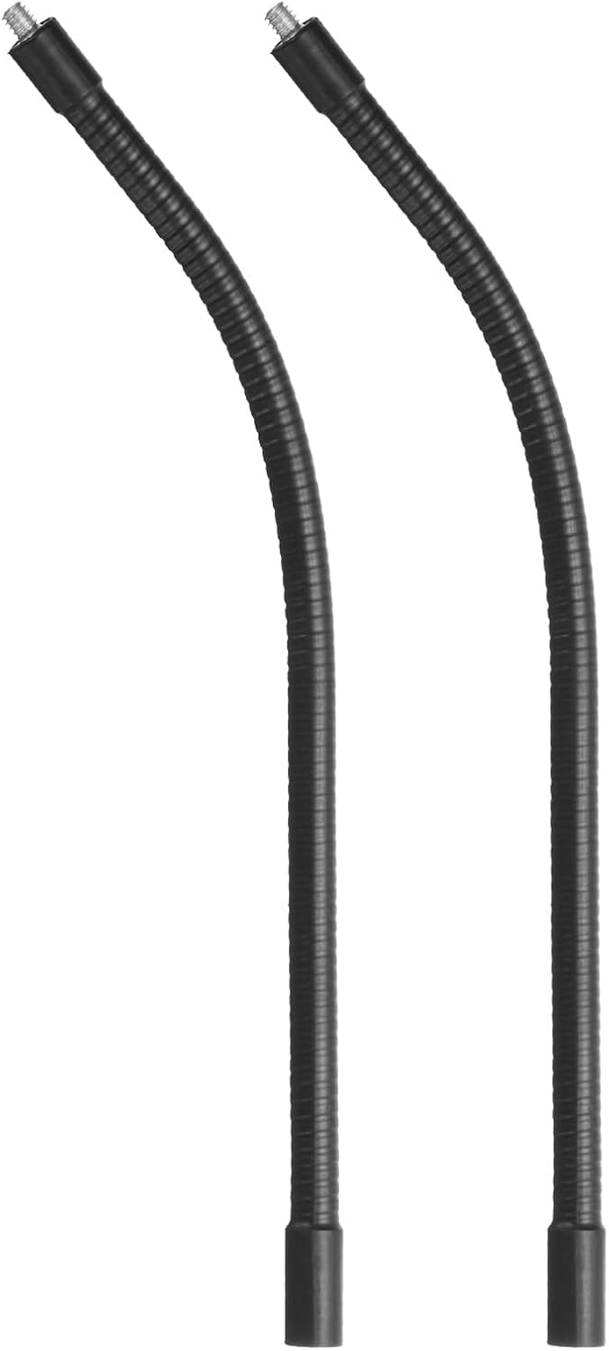 PATIKIL 12" Gooseneck, 2 Pcs 1/4"-20 Female to Male Thread Metal Universal Hose Flexible Arm Gooseneck Tube Extension Holder for Action Camera, Phone, Microphone, Black