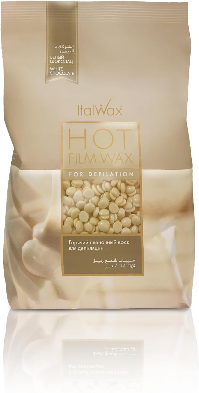 Italwax White Chocolate Hard Wax Beads – 1Kg (2.2 lbs) – Strip-Free, Vanilla aroma Hair Removal Wax, Gentle on All Skin Types, Ideal for Bikini Line & Underarms, Professional & Home Use