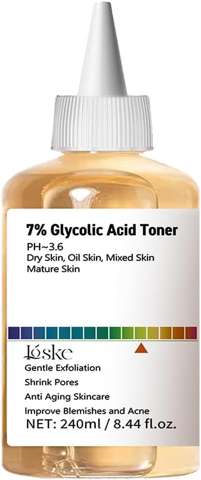 7% Glycolic Acid Face Exfoliating Toner for Clear Skin, Pore Minimizer, Radiant Complexion Enhancer, Daily Use Gentle Formula