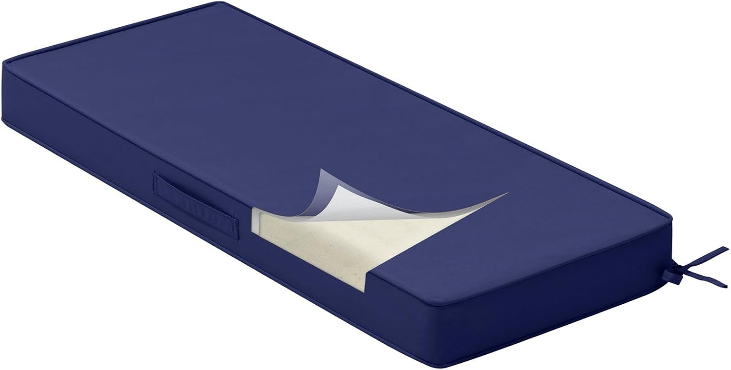 Crestlive Products Outdoor Bench Cushion 36 x 14 Inch, Waterproof Patio Bench Cushions for Outdoor Furniture, Porch Swing Replacement Pad with 30D Foam, Adjustable Straps and Portable Handle, Navy