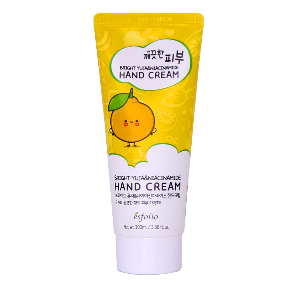 esfolio Yuja Vitamin C Hand Cream – Deep Hydration with Yuja Extract – Nourishing, Fast-Absorbing Hand Moisturizer for Dry, Rough Skin – Korean Skincare for Soft & Smooth Hands (3.38 OZ/100ML)