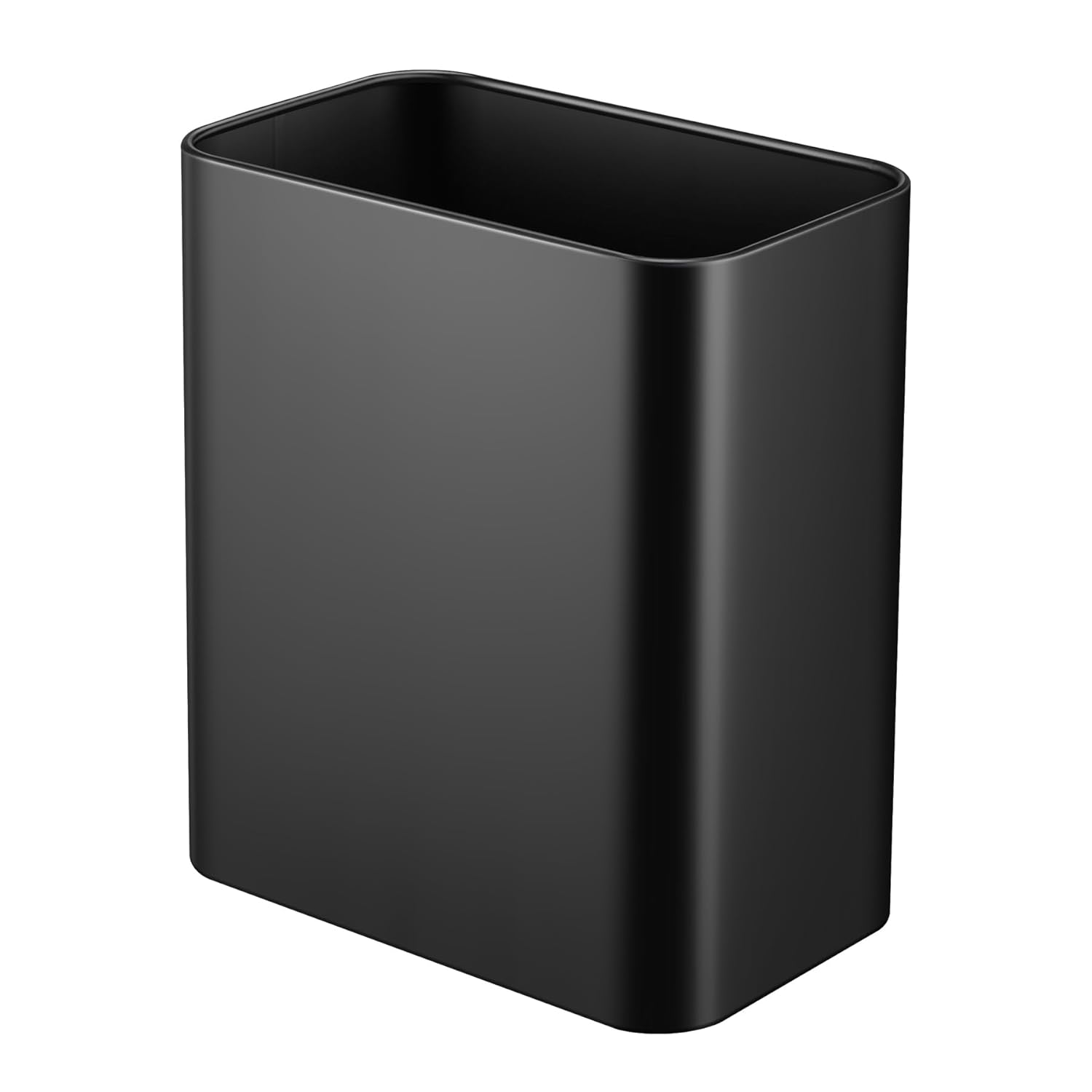 Small Metal Trash Can, 2.1 Gallon Slim Trash Can for Bathroom, Wastebasket Garbage Bin for Bedroom, Office, Kitchen, Under Sink (Matte Black)