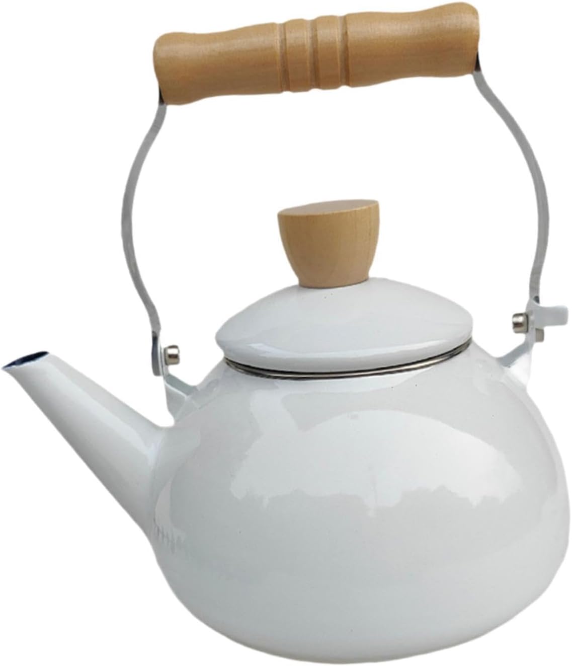Baoblaze Enamel Teapot Floral Enamel Pot 1.5L Sturdy Vintage Water Kettle Porcelain Tea Pot for Household Restaurant Boiling Water Tea, White