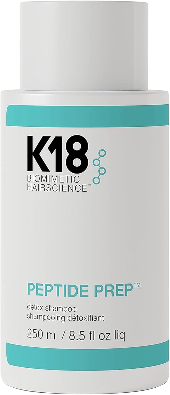 K18 PEPTIDE PREP™ Colour-Safe Detox Clarifying Shampoo, Non-Stripping, pH-Optimised Cleanse, Removes Product Buildup, Dirt, Oils & Metals, 250ml