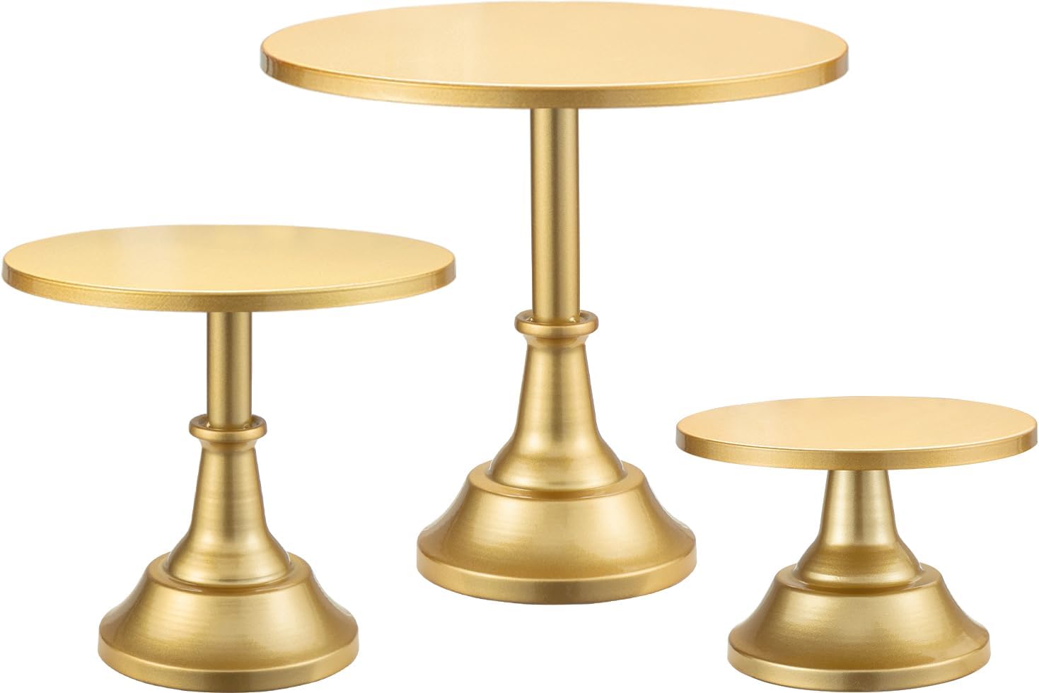 HBlife 3-PCS Gold Cake Stand Set (8"/10"/12" Plate) for 6-10 Inch Cakes, Perfect Dessert Table Display Set, Cupcake&Cake Stands for Party, Wedding, Birthday, Baby Shower, Anniversary (Metal)