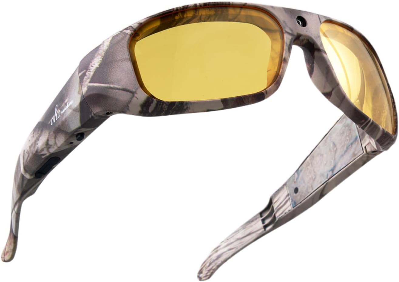 OhO sunshine Camera Glasses,4K Pro 24M Resolution H.265 Smart Sunglasses with Built-in Memory, UV400 Sunglasses in Camouflage for Hunting Activities