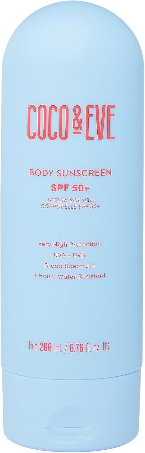 Coco & Eve Body Sunscreen SPF 50+ - Australian Made Natural Daily Broad Spectrum Sun Protection | Lightweight Moisturizing Water Resistant Lotion for Hydrating Glow | With Vitamin E and Aloe Vera