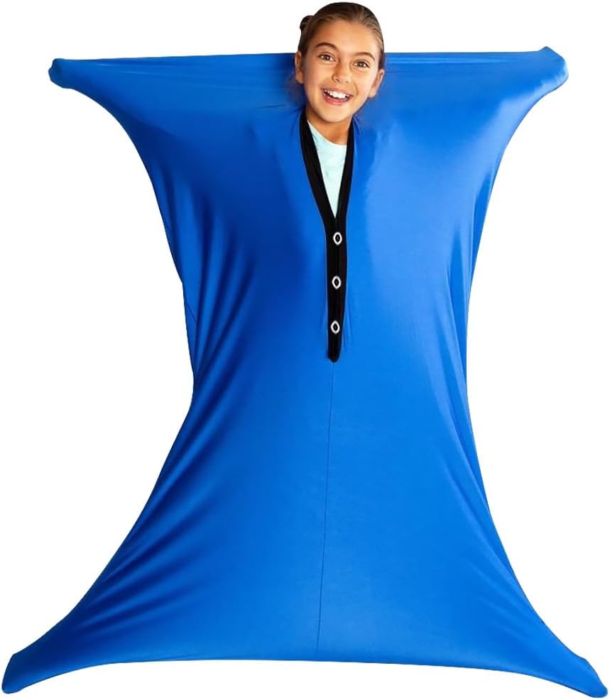 Vmxlso Body Sock Sensory Kids, 47" x 27" Sensory Body Sock Kids, sensory socks kids, Full-Body Wrap Stretchy body Sox Autism to Relieve Stress for Children, Blue