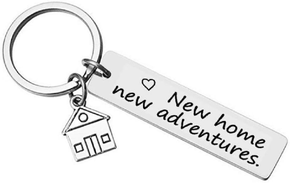 CMJ New Home New Adventures Rectangle Key Ring House Warming First Home Keyring Moving Gift Housewarming