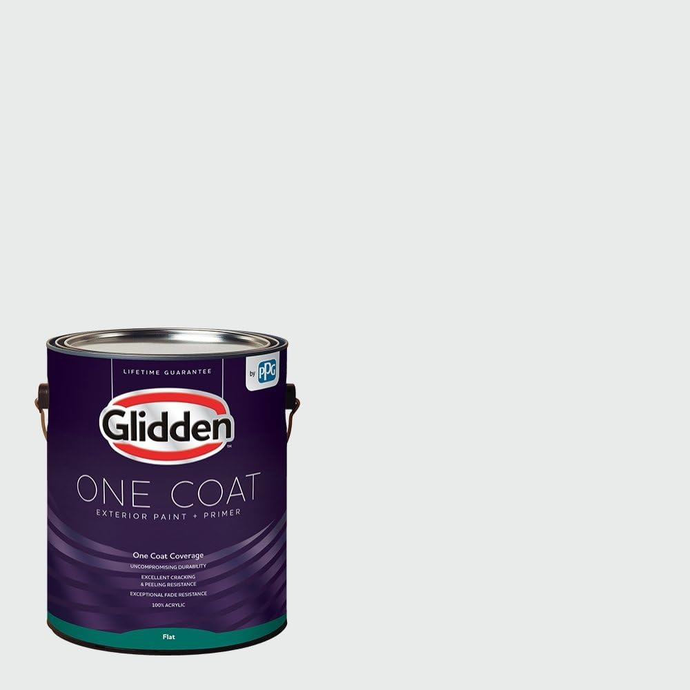 Glidden Exterior Paint + Primer: White/White, One Coat, Flat, 1 Gallon
