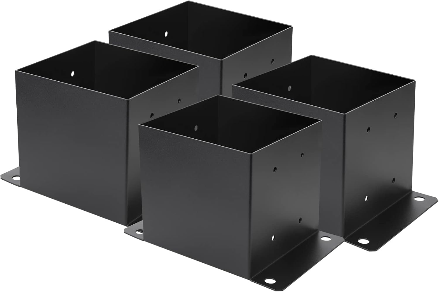 6X 6 Post Base 4 PCS,Inner Size 5.6"x5.6"Deck Post Base,Heavy Duty Metal Black Powder Coated Post Brackets,for Pavilion Deck Railing Support Deck Base Plate, Support Bolt Down (4PCS)
