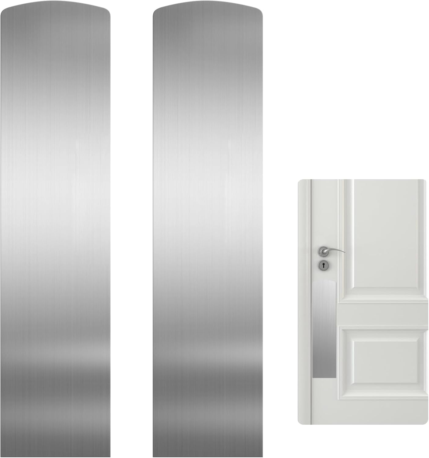 2 Pcs Door Scratch Protection Plate 4" x 16", Stainless Steel Push Plate, Self Adhesive Kickplate for Interior, Exterior Doors (Brushed Nickel)