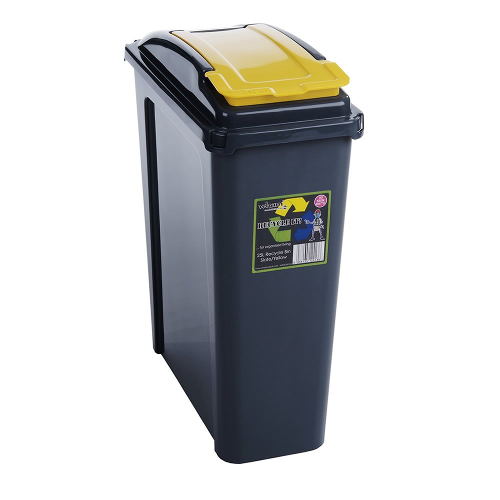 25L Litre Plastic Indoor Recycle Recycling Waste Bin with Lid for in the Home / Kitchen - Made in the UK - Choice of Colours Blue