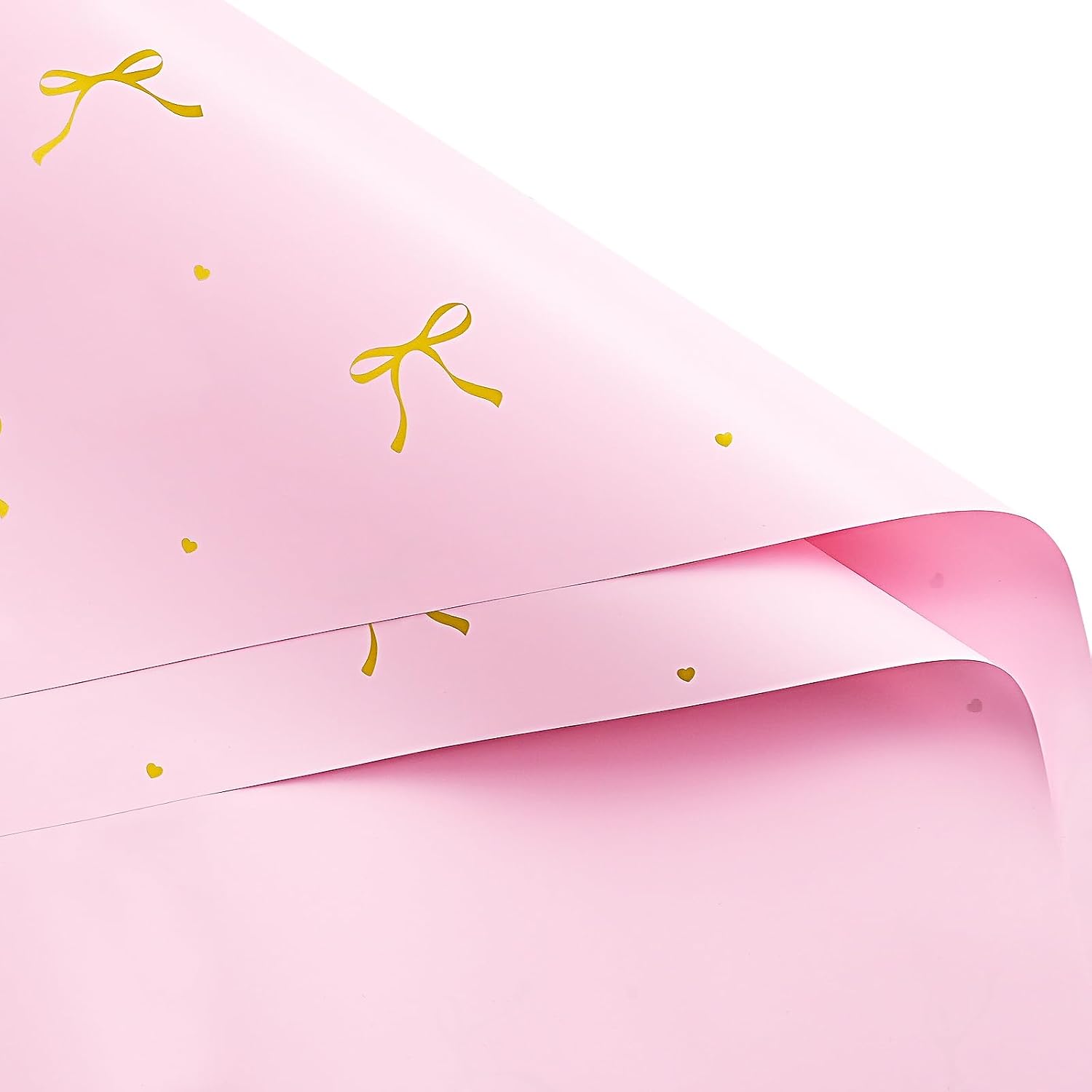 RUSPEPA 20 Sheets Flower Wrapping Paper, Bow Waterproof Floral Bouquet Wrapping Paper, Florist Supplies Packaging for Birthday, Wedding and DIY Crafts, Pink