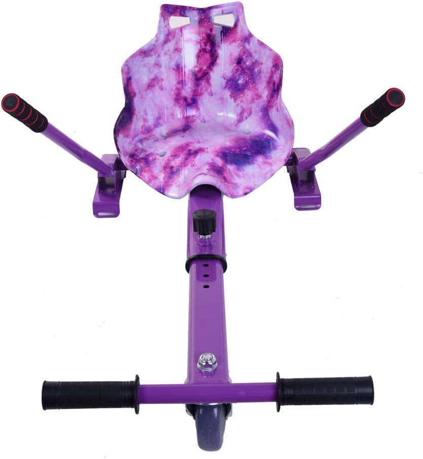 Hoverkart Frame Go Cart for Hoverboard Accessories, Hover Cart Balance Scooter Seat Adjustable Length for 6.5 8 10inch Segway, Graffiti Galaxy Flame Camo (Starry Purple)