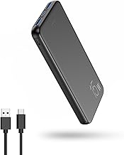 VANYUST Portable Charger Power Bank, 3A Fast Charging 10000mAh External Battery, 3-Ports USB-C in&Out Battery Pack for iPhone 15/14/13/12 Series, Samsung, Phones and More(Black)
