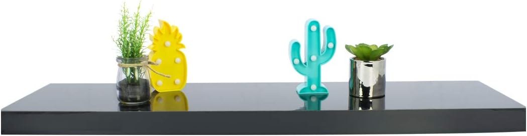 Anika Floating Shelf / 3 Separate Sizes & 4 Colour Options / 3.8cm Thick Hollowboard/Bedroom/Kitchen/Living Room/Office (Black, 80cm)