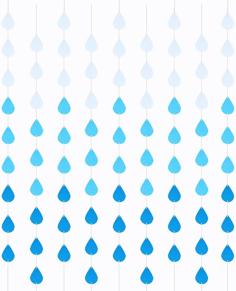 9 Pack Raindrop Garland Felt Blue Raindrops Banner Hanging Baby Shower April Party Decorations