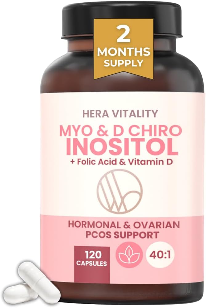 Myo-Inositol & D-Chiro Inositol Supplement for Women | 40:1 Ratio | 120 Capsules – 2 Month Supply | with Folic Acid & Vitamin D | PCOS, Hormone Balance & Fertility Support