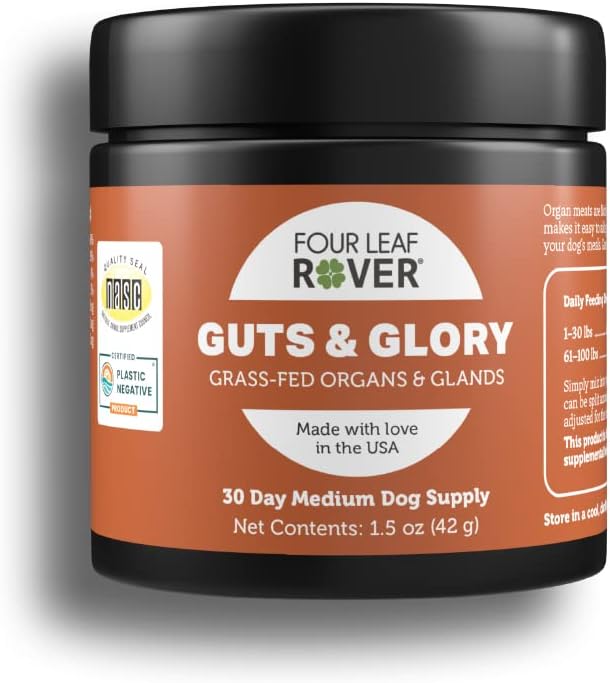Guts & Glory - 100% Grass-Fed Raw Beef Organs for Dogs - 10 to 45 Day Supply, Depending on Dog’s Weight - Easy to Mix - Vet Formulated - for All Breeds