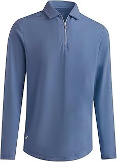 Men's Long and Short Sleeve Casual Zipper Polo Shirt Plain Lightweight Polo Soft Breathable Business Polo Shirt