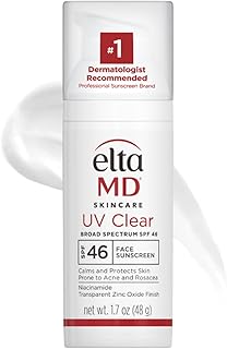 EltaMD UV Clear Face Sunscreen SPF 46, Oil Free Sunscreen with Zinc Oxide, Dermatologist Recommended Sunscreen