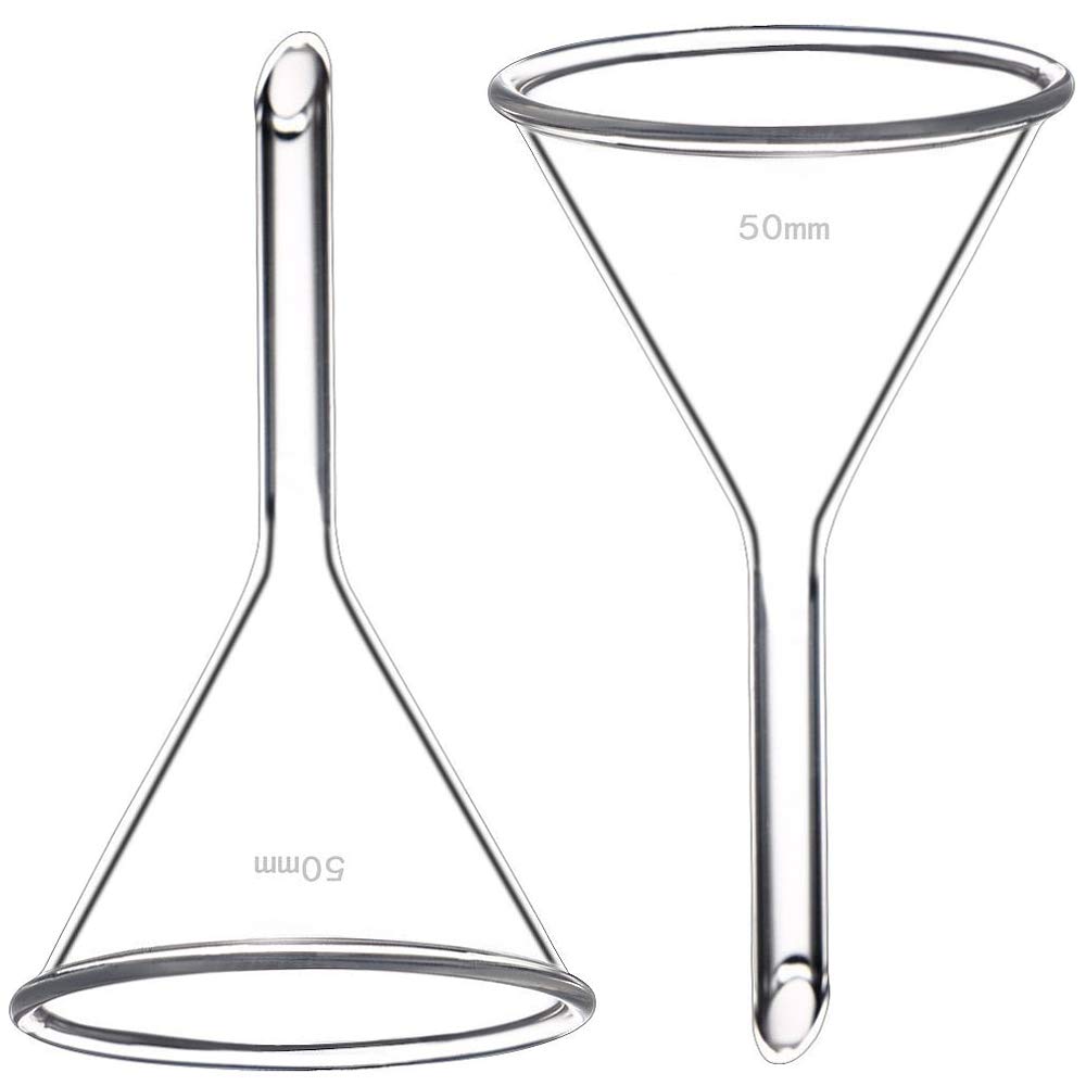 50mm Glass Funnel, Short Stem, Borosilicate Glass, Heavy Wall, Karter Scientific 213V10 (Pack of 2)
