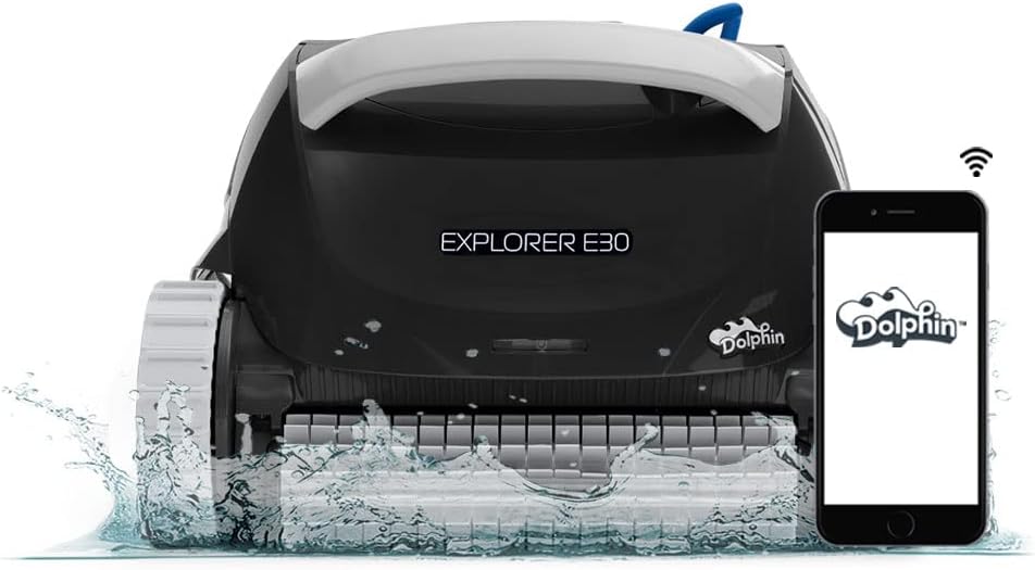 Dolphin 2025 Model Explorer E30 Wi-Fi Automatic Robotic Pool Vacuum Cleaner, Wall Climbing, Waterline Scrubber Brush, Ideal for Inground Pool 50 FT in Length