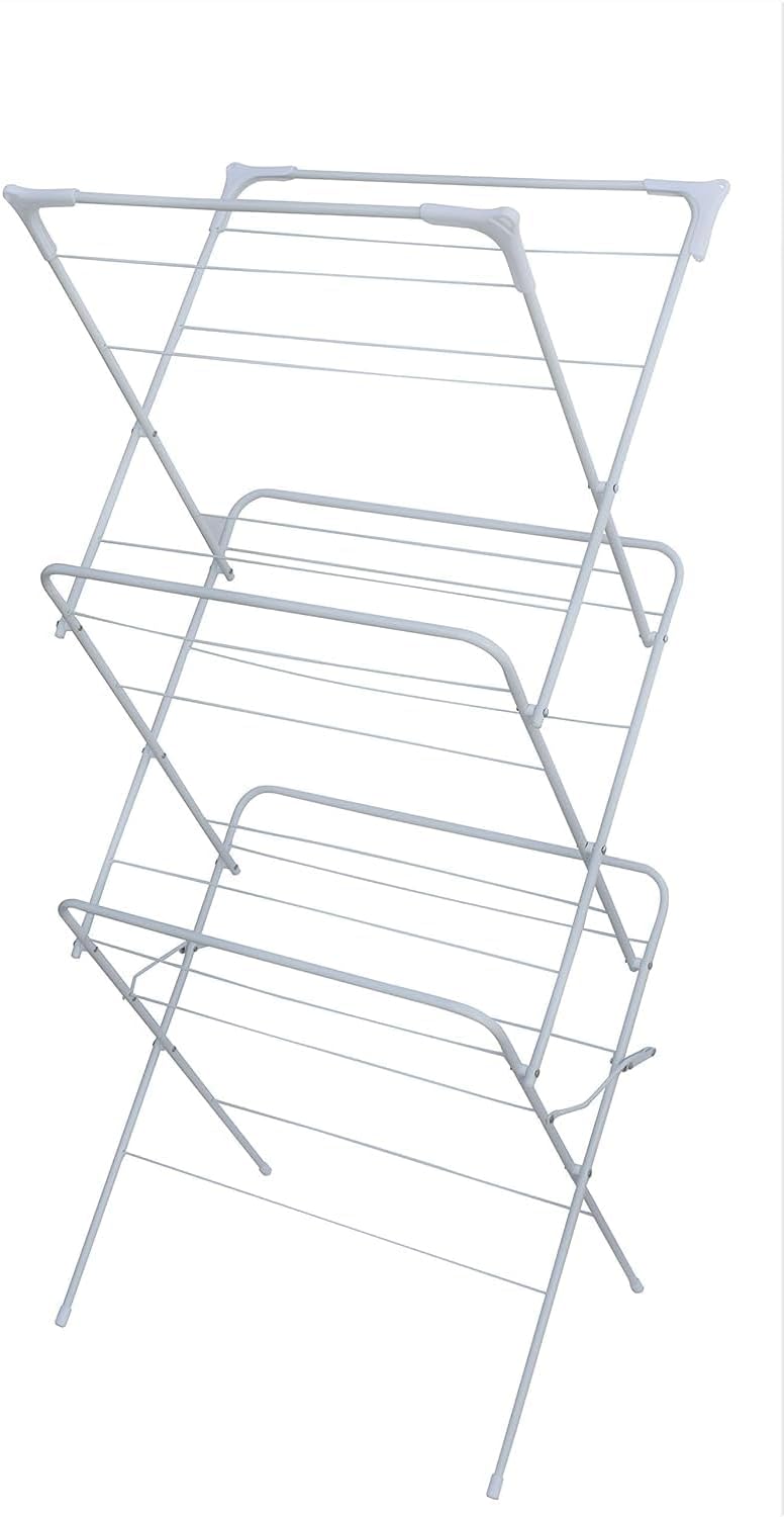 HH Home Hut Indoor Clothes Airer Drying Rack - 3 Tier Folding Laundry Maiden Rack, Dryer Rack, Clothes Horse, Airing Clothes, Foldable, Compact and Sutiable For Outdoor