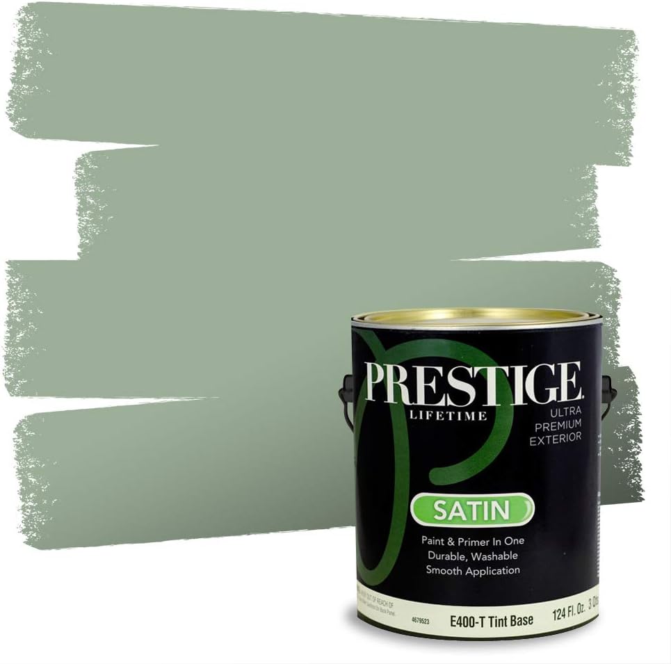 Prestige Paints Exterior Paint and Primer In One, 1-Gallon, Satin, Comparable Match of Benjamin Moore* Norway Spruce*