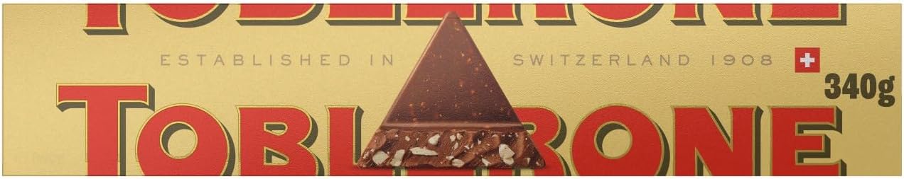 TOBLERONE Milk Chocolate, Honey and Almond Nougat Large Gift Bar, Made with Swiss Milk, 340 g (Pack of 1)