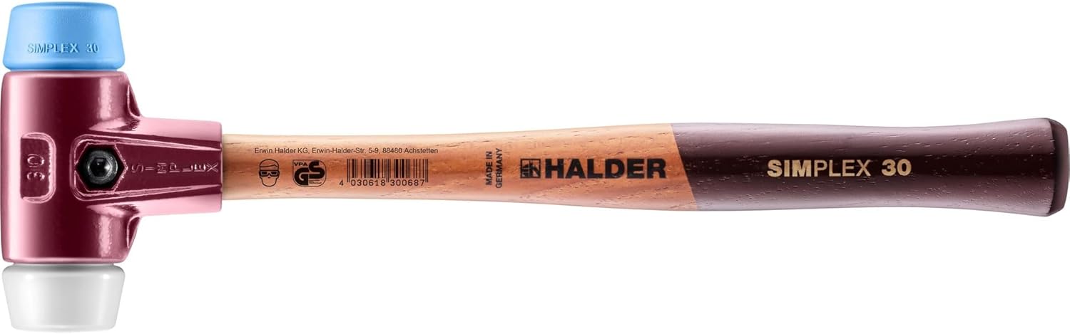 Halder 3017030"Simplex Soft-Face Superplastic/TPE-Soft" Mallet, Multi-Colour, 30 mm