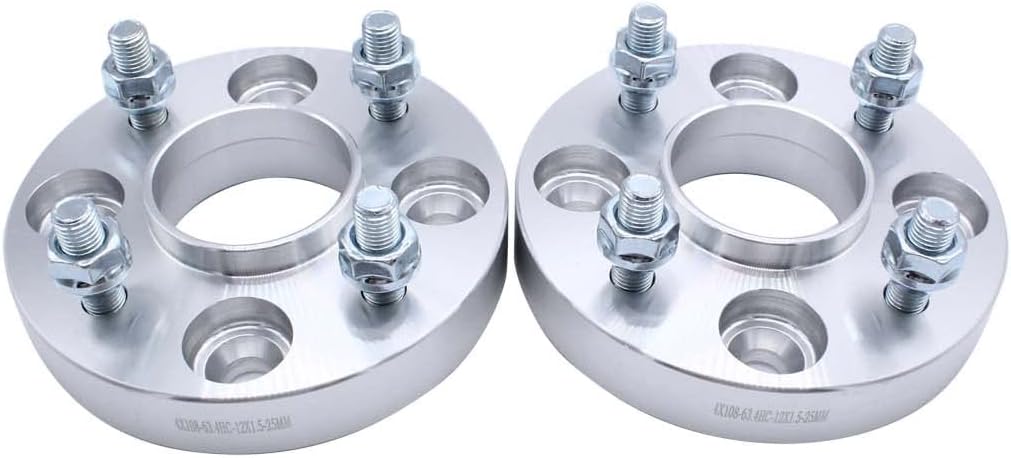 2pcs 25mm Spacers 4x108mm Hubcentric Forged Wheels Spacer Kit mit 8olts M12x1.5 Hub Bore 63.4mm for Ford All Models