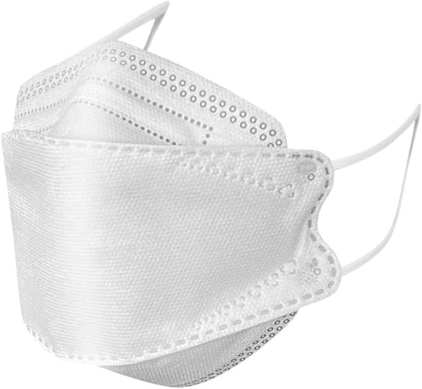 30 Pack White KF94 Disposable Face Mask for Adults, Solid White Breathable 3-Ply Earloop Full Face Protection for Women